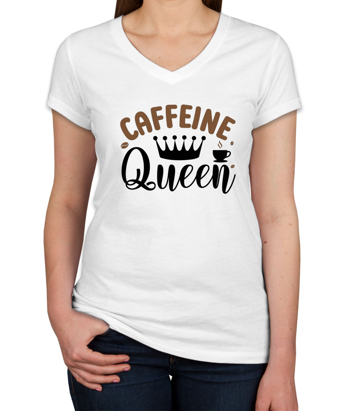 Caffeine Queen Women's V Neck T-shirt