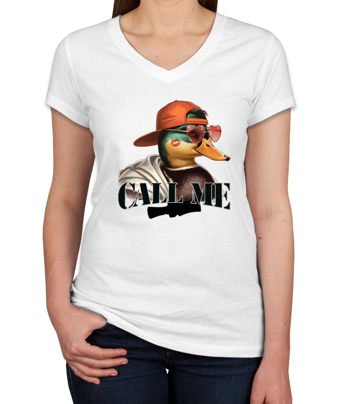 Duck Hunting Call Me Women's V Neck T-shirt