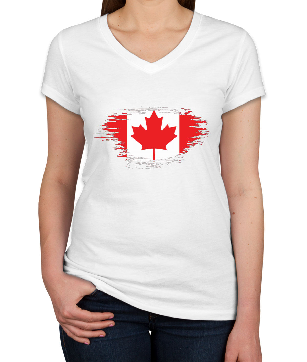 Canada Flag Women's V Neck T-shirt