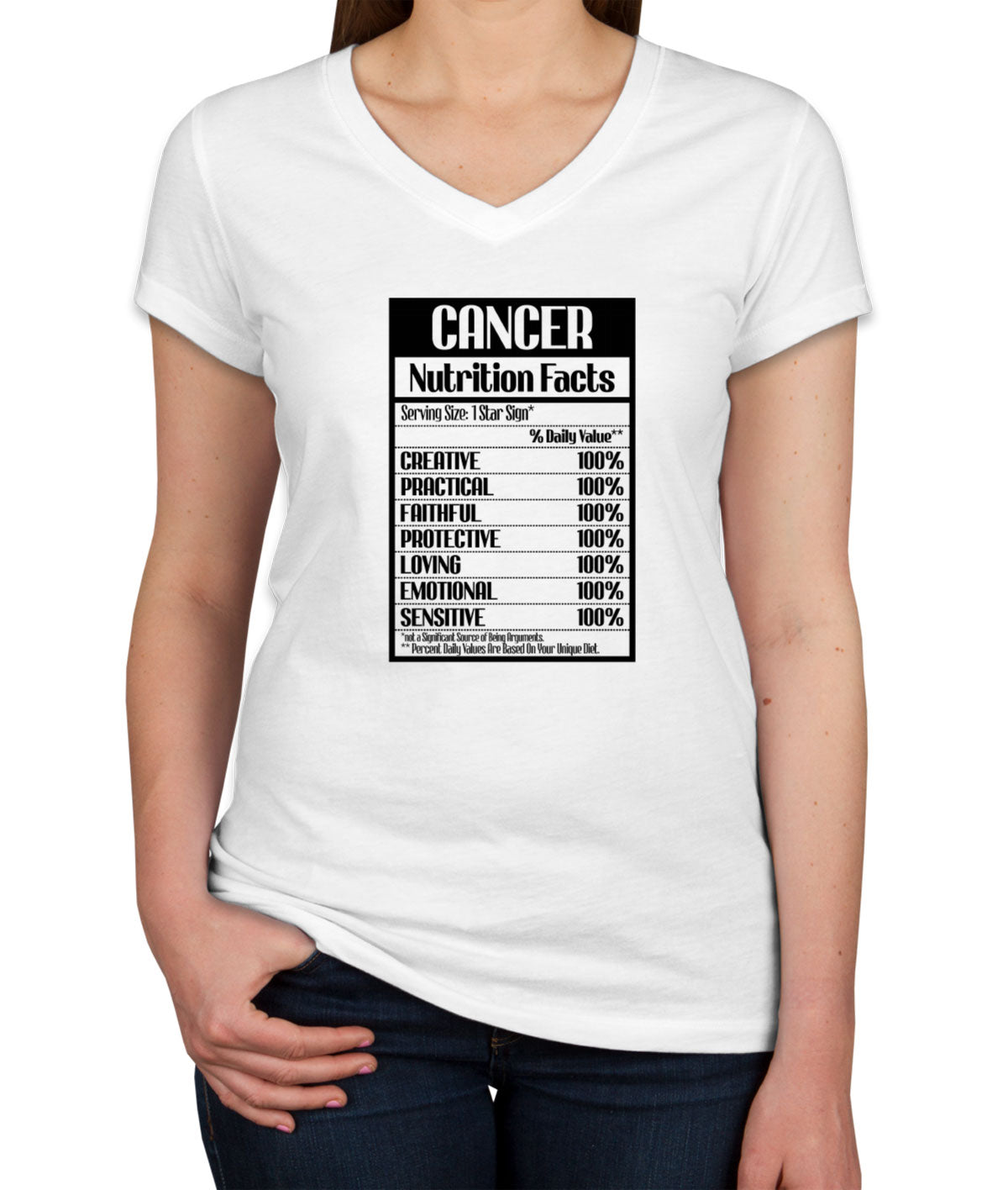 Cancer Zodiac Nutrition Facts Women's V Neck T-shirt