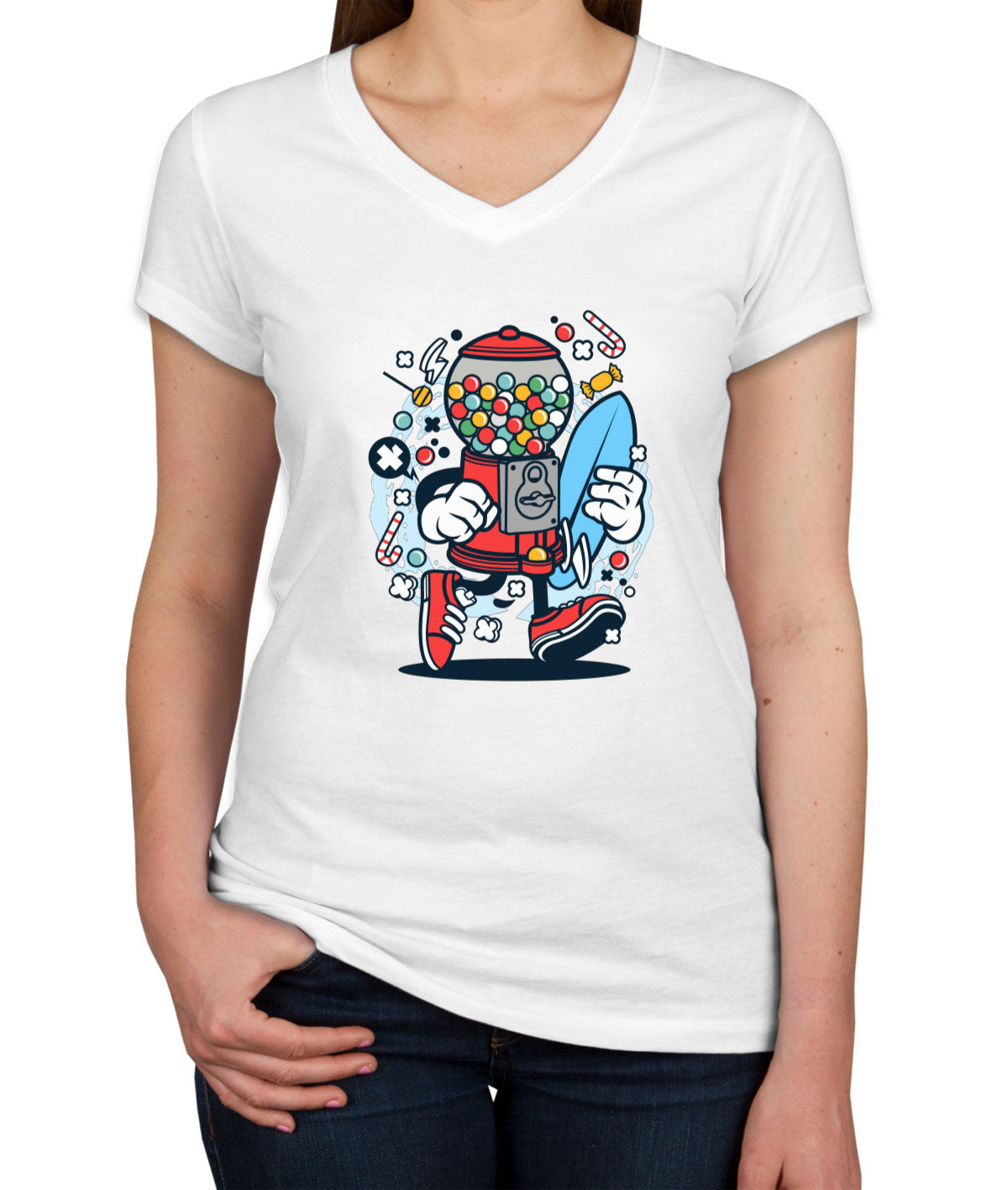 Candy Machine Surfer Women's V Neck T-shirt