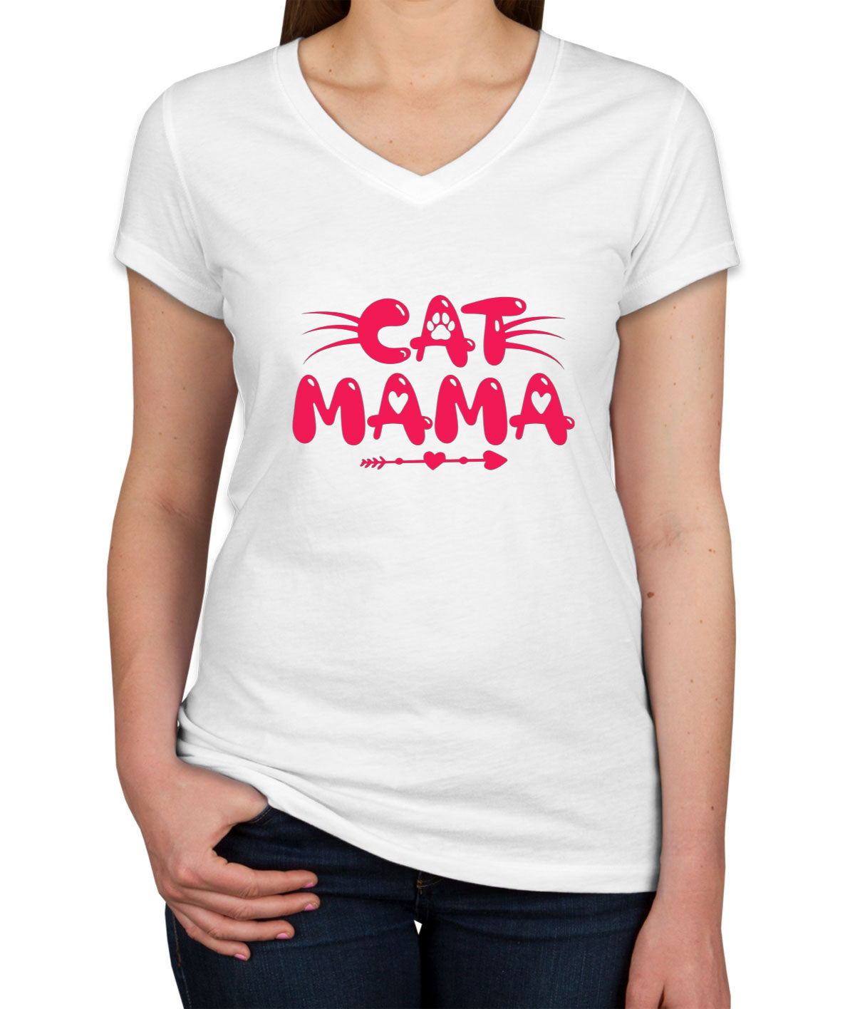 Cat Mama Women's V Neck T-shirt