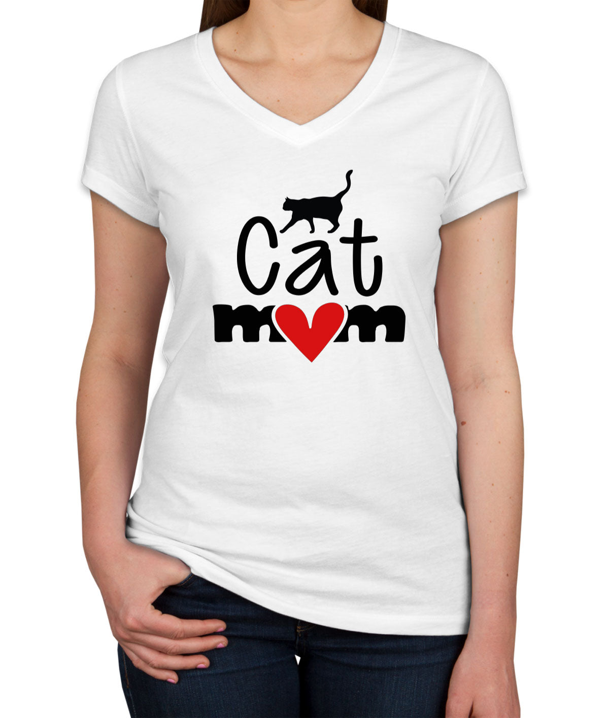 Cat Mom Women's V Neck T-shirt