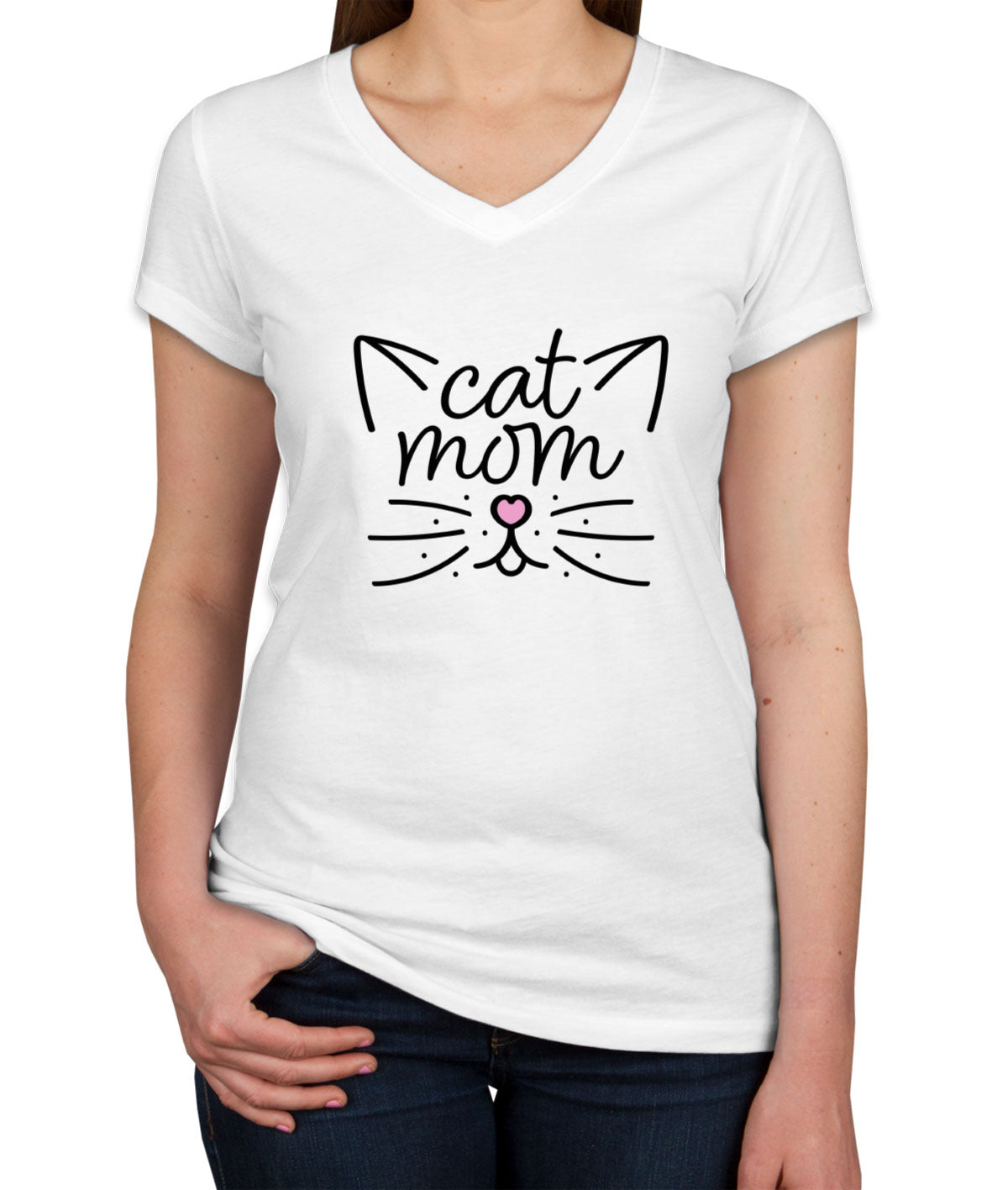 Cat Mom Women's V Neck T-shirt