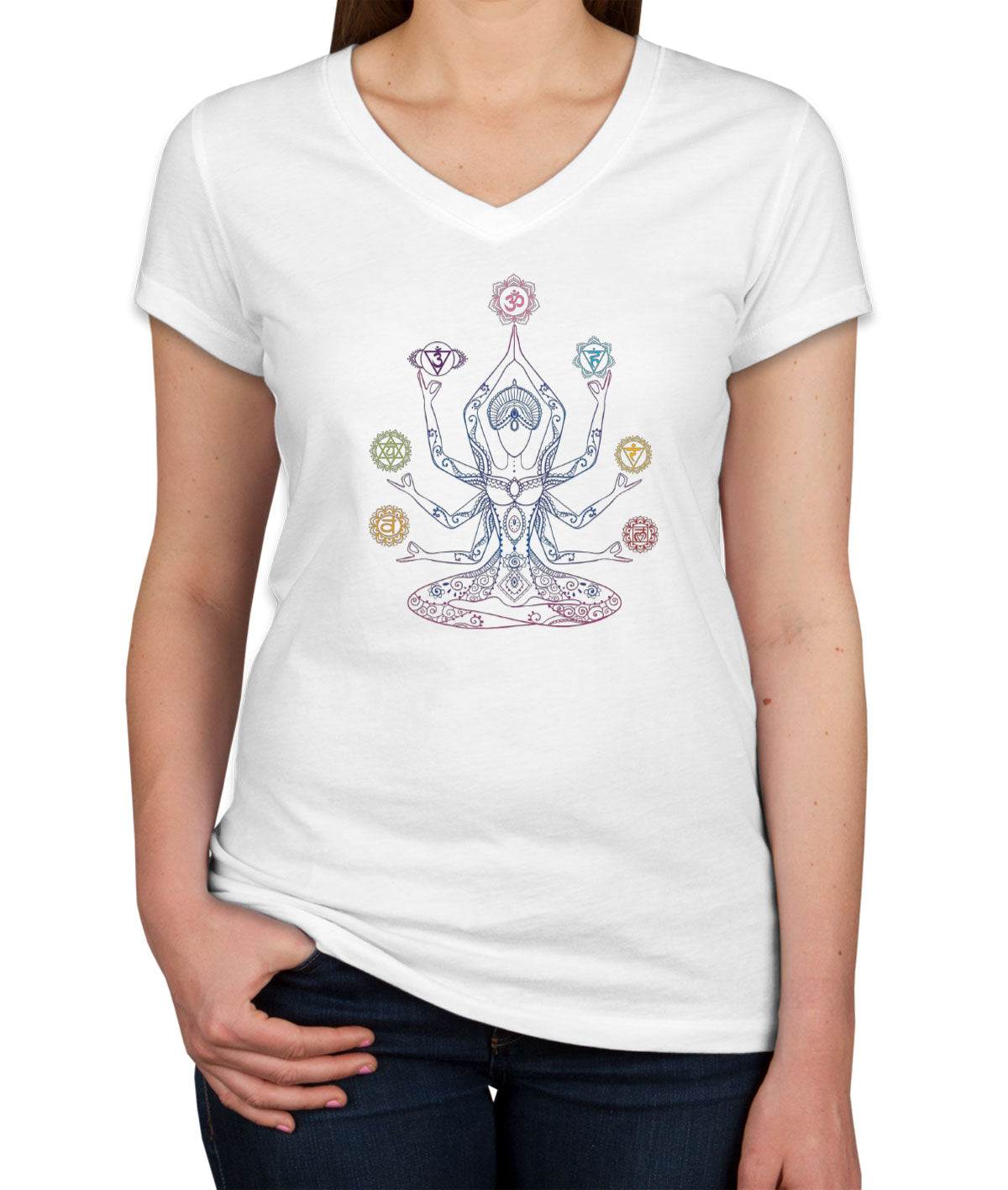 Meditation Chakra Yoga Reiki Women's V Neck T-shirt