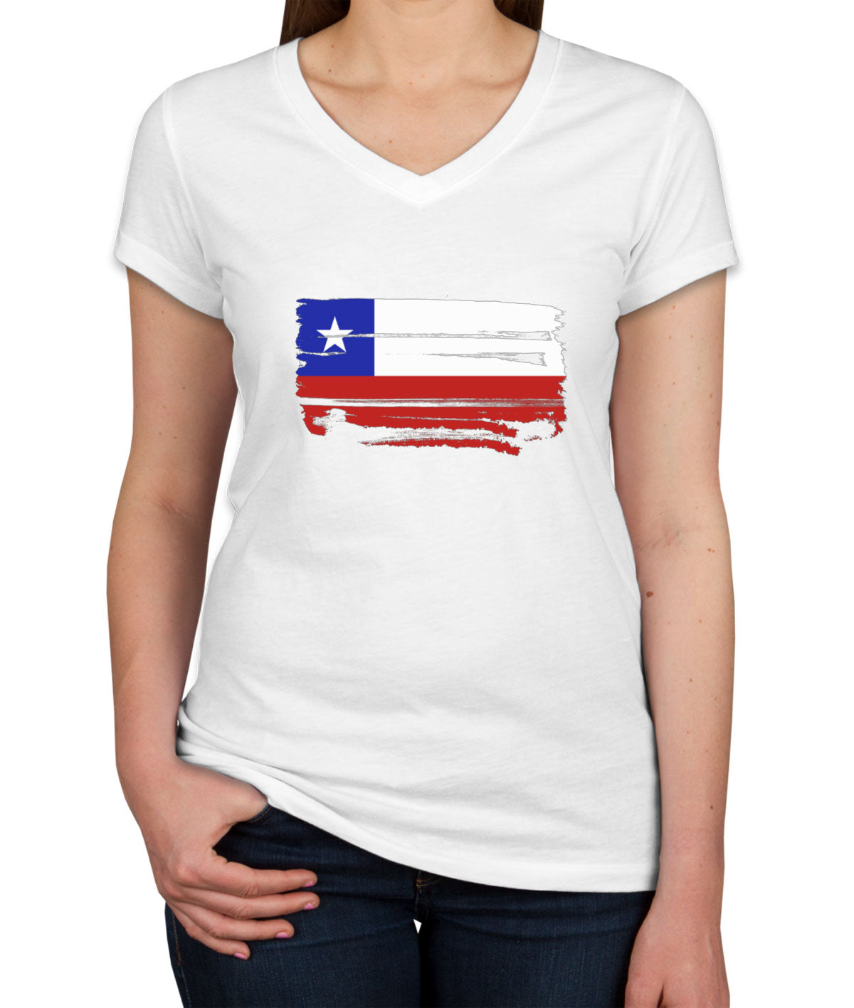 Chile Flag Women's V Neck T-shirt