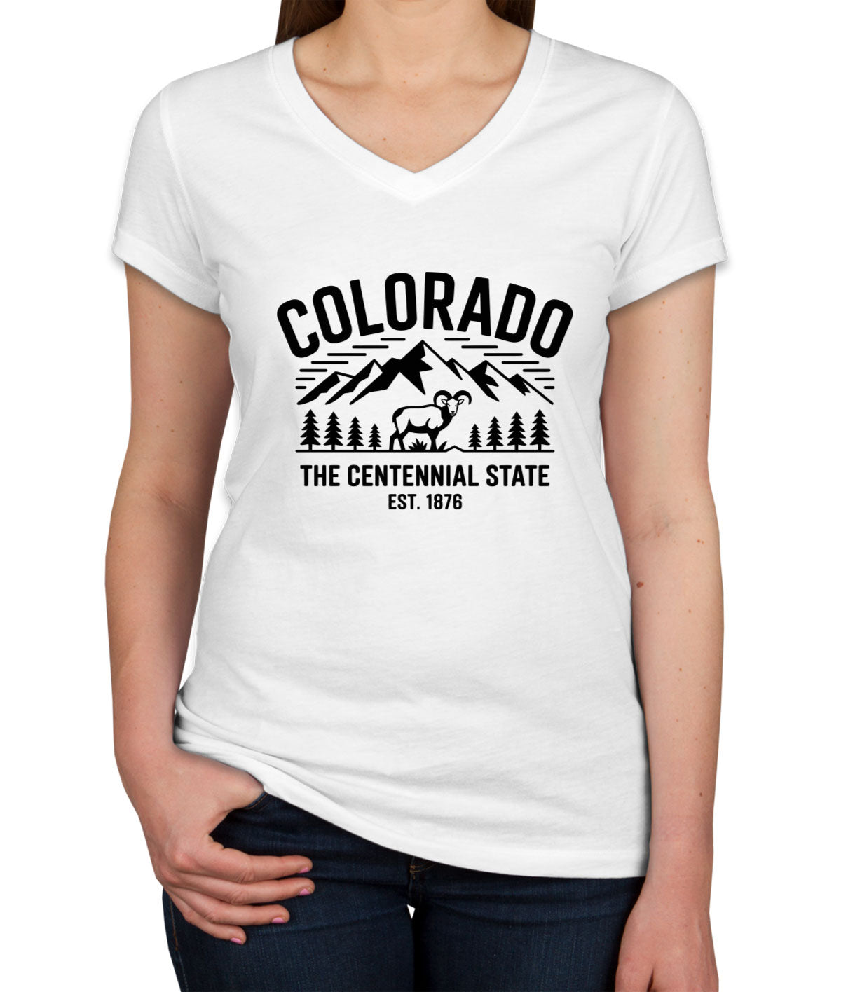Colorado Cityscape Illustration The Centennial State Women's V Neck T-shirt