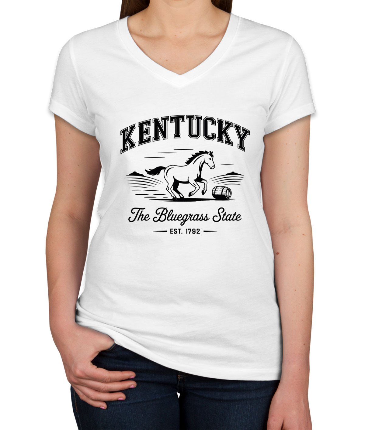 Kentucky Cityscape Illustration The Bluegrass State  Women's V Neck T-shirt