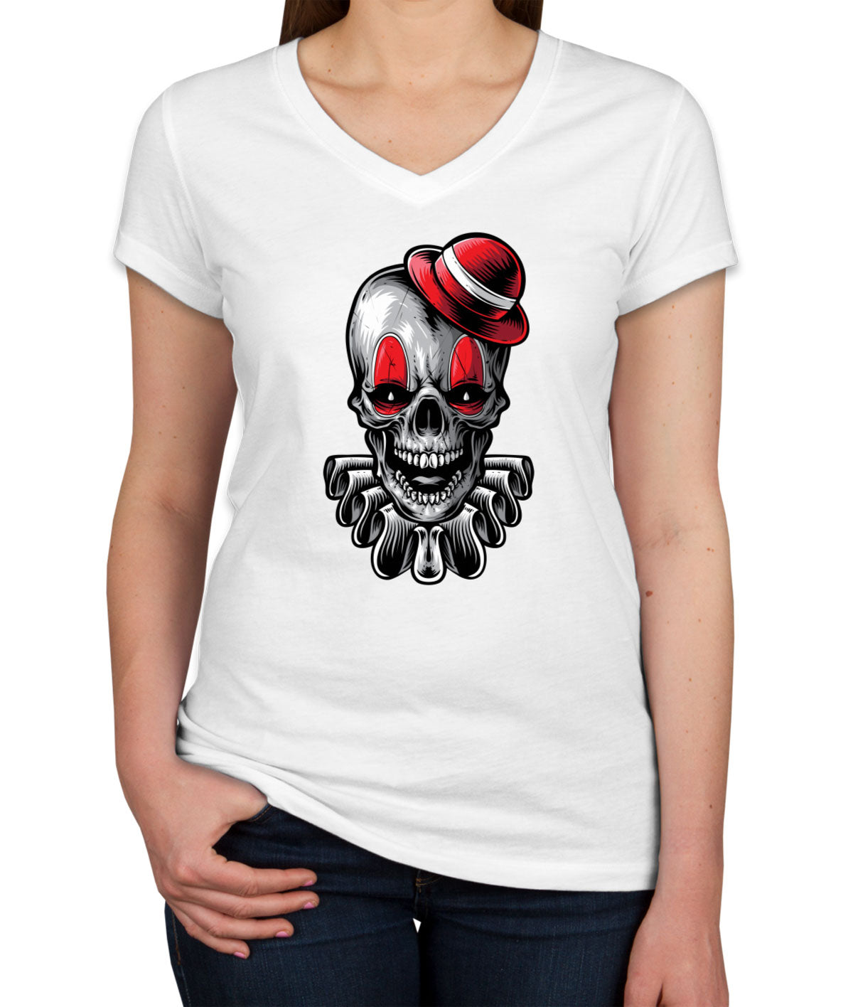 Clown Skull Women's V Neck T-shirt