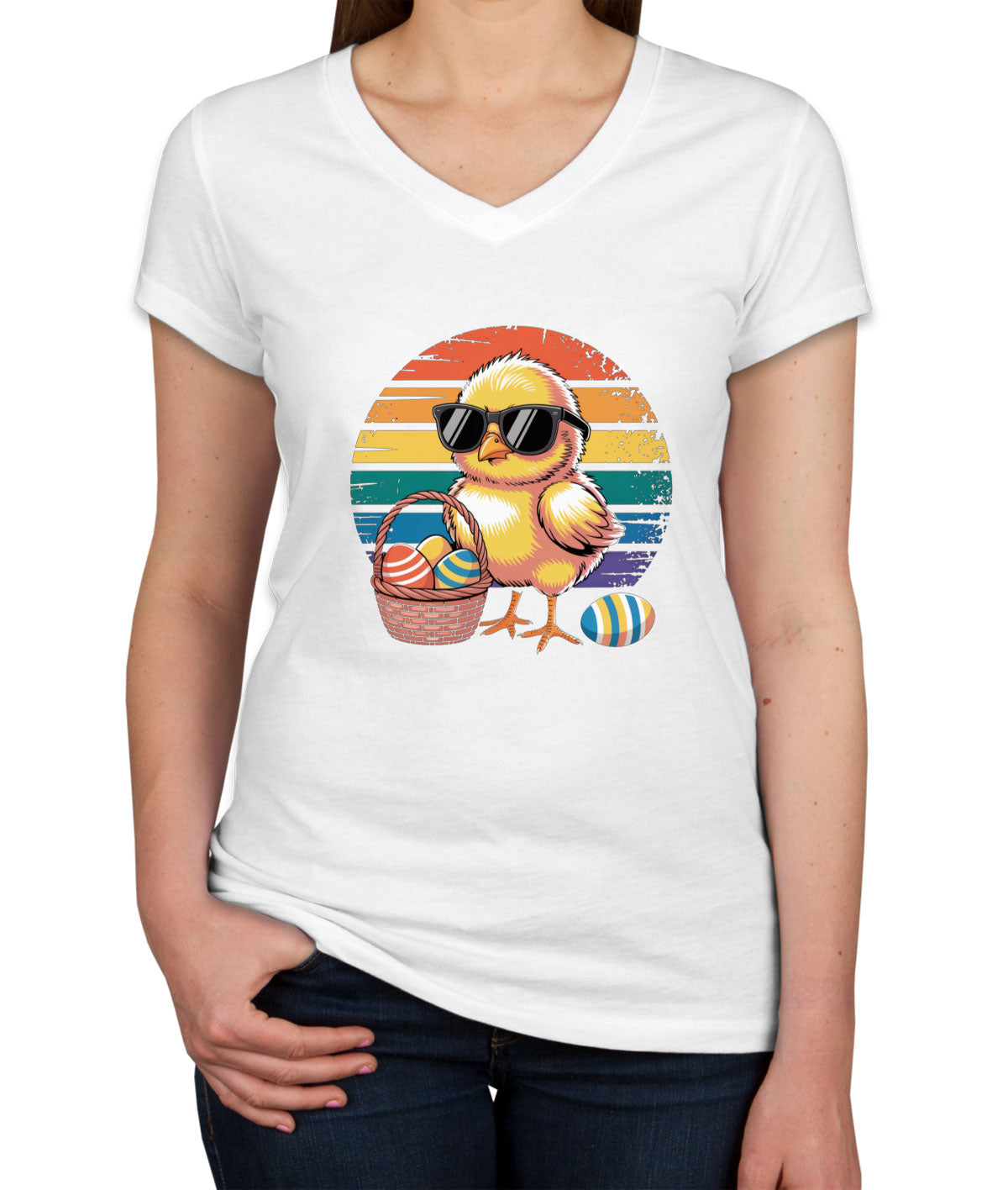 Cool Easter Chick Women's V Neck T-shirt