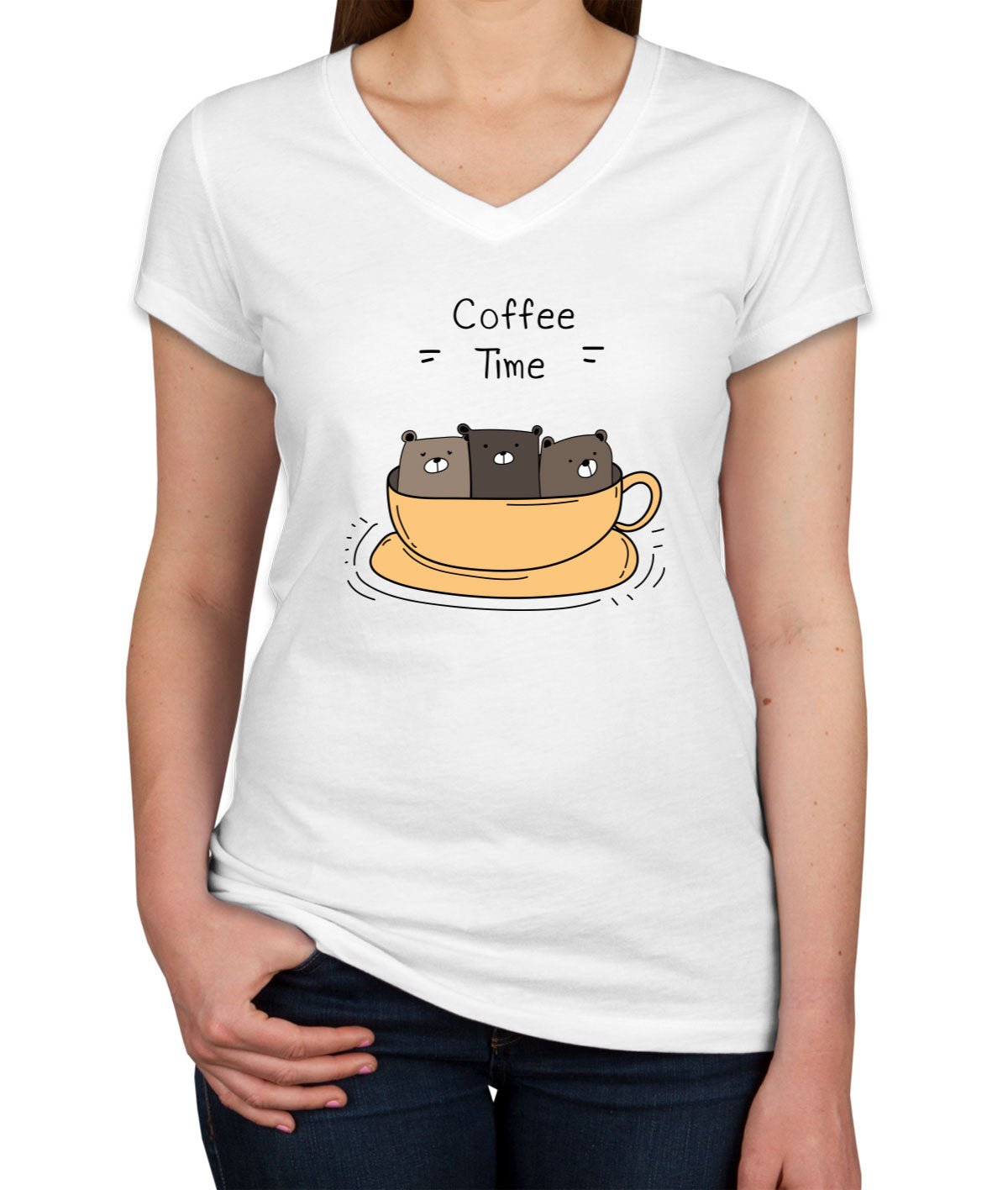 Coffee Time Women's V Neck T-shirt