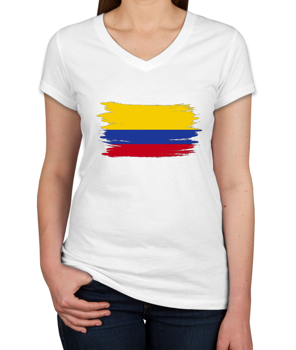 Colombia Flag Women's V Neck T-shirt