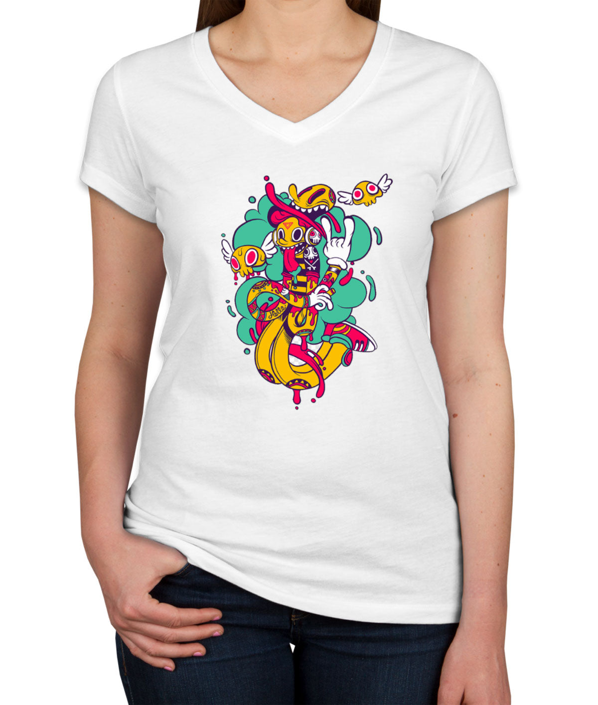 Graffiti Design Women's V Neck T-shirt