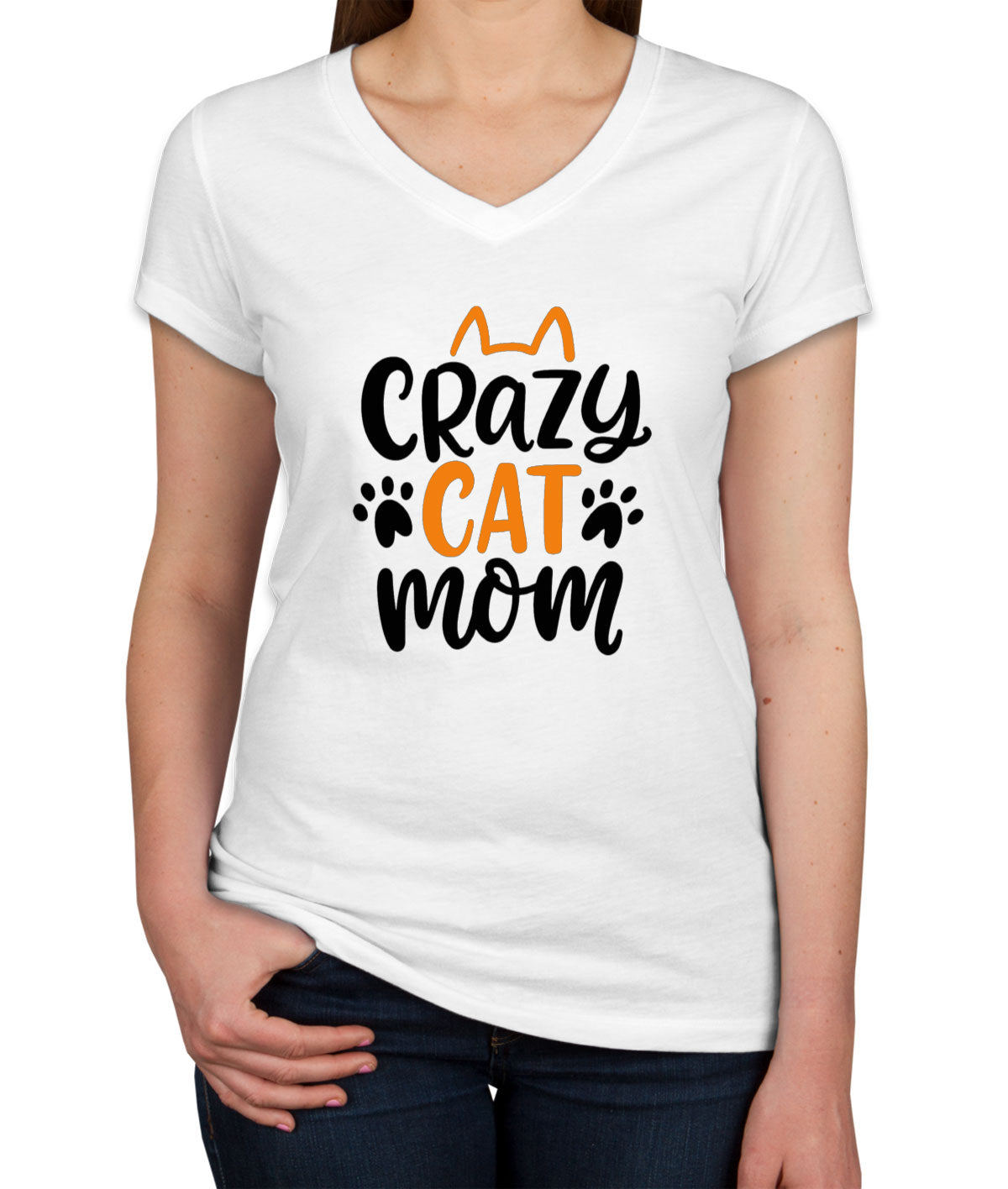 Crazy Cat Mom Mother's Day Women's V Neck T-shirt