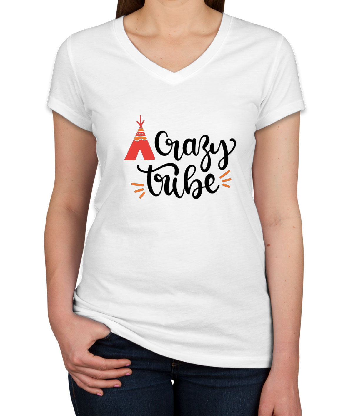 Crazy Tribe Camping Women's V Neck T-shirt