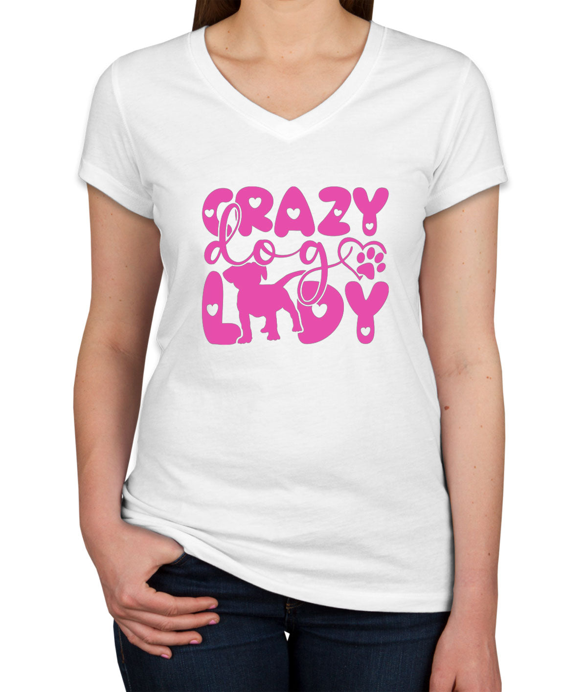 Crazy Dog Lady Women's V Neck T-shirt