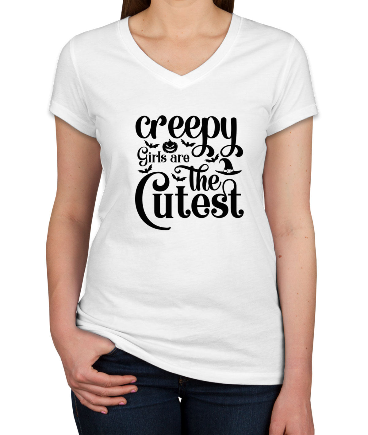 Creepy Girls Are The Cutest Halloween Women's V Neck T-shirt