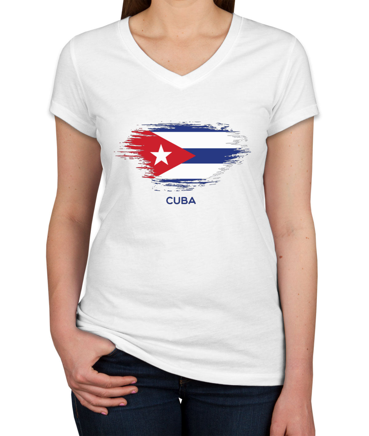 Cuba Flag Women's V Neck T-shirt