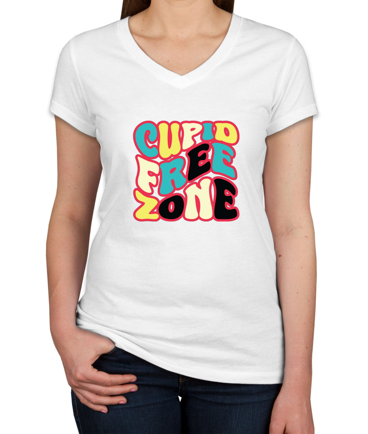 Cupid Free Zone Women's V Neck T-shirt