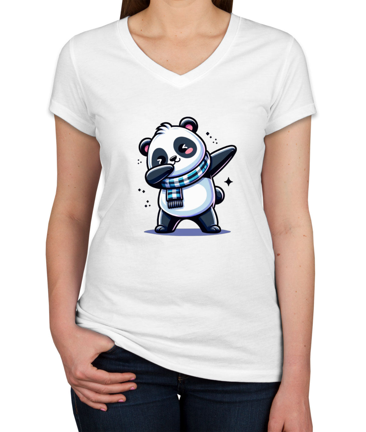 Dabbing Panda Women's V Neck T-shirt