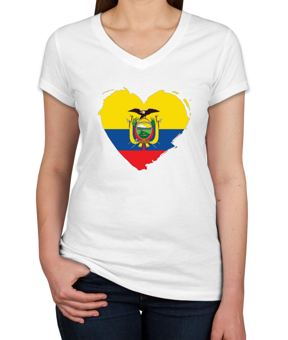 Ecuador Flag Women's V Neck T-shirt