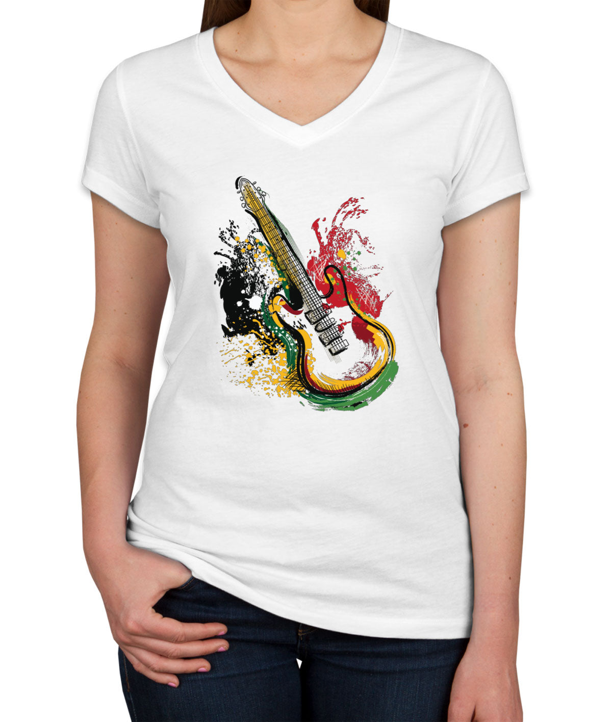 Electric Guitar Women's V Neck T-shirt