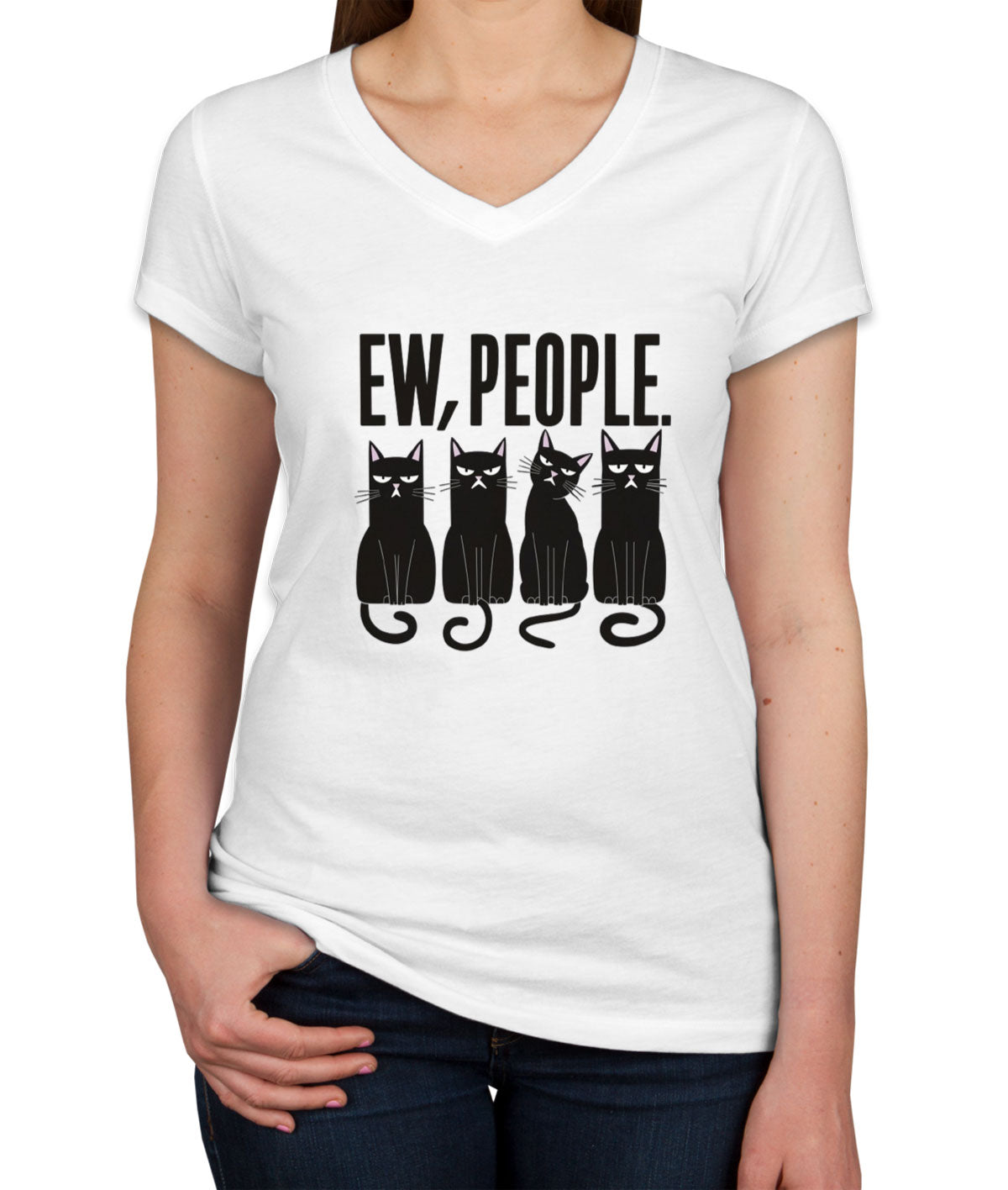 Ew, People Black Cats Women's V Neck T-shirt