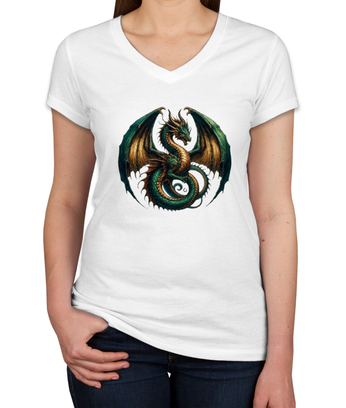 Fantasy Dragon Women's V Neck T-shirt