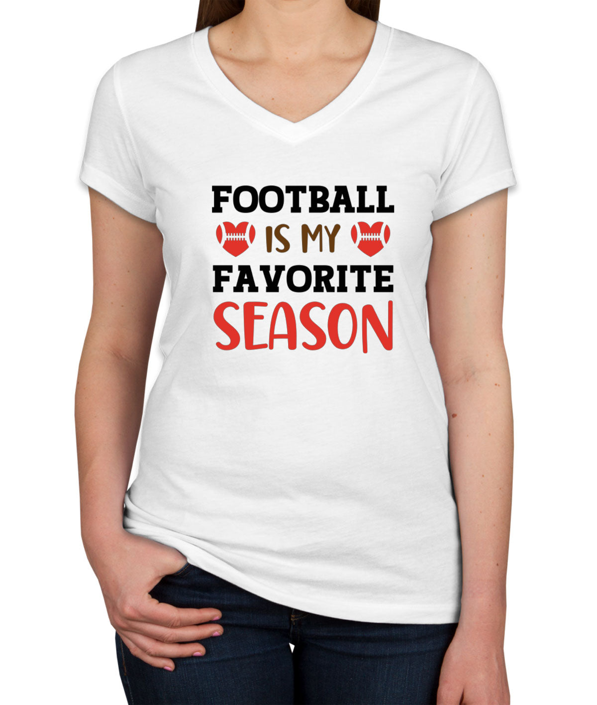 Footbal Is My Favorite Season Women's V Neck T-shirt