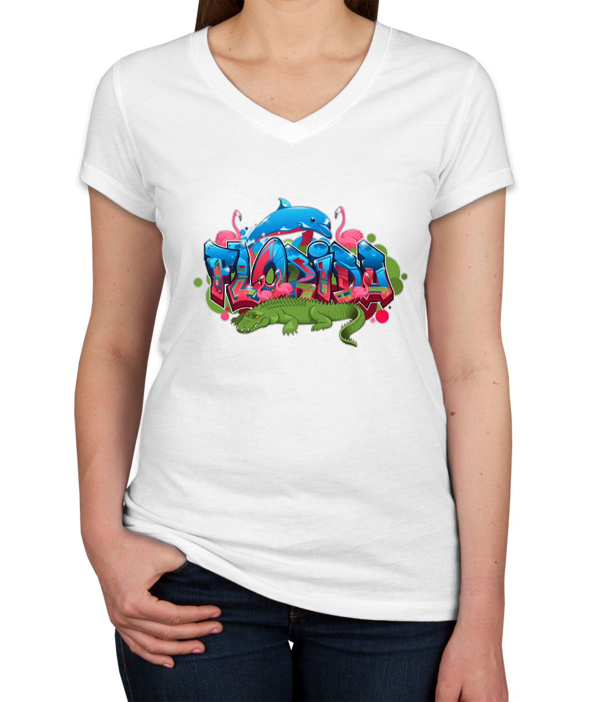 Florida Graffiti Women's V Neck T-shirt