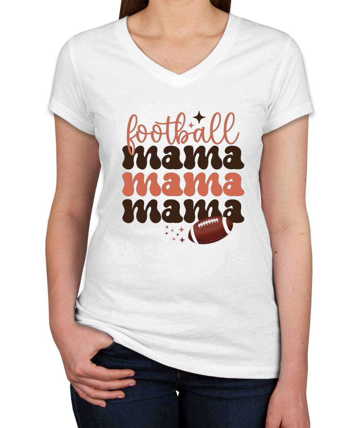 Football Mama Women's V Neck T-shirt