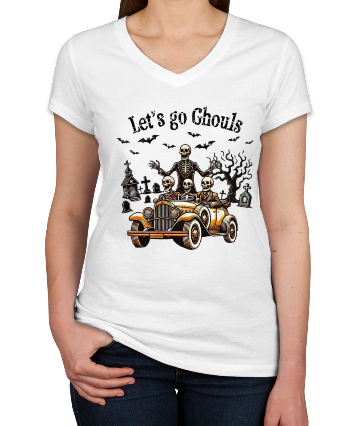 Let's go Ghouls Halloween Women's V Neck T-shirt
