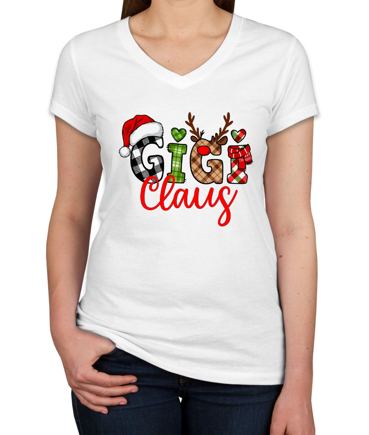 Gigi Claus Christmas Women's V Neck T-shirt