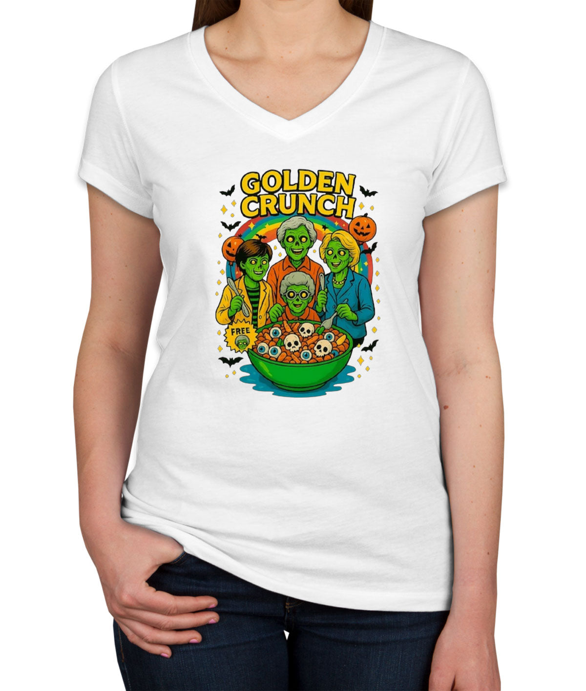 Golden Crunch Halloween Women's V Neck T-shirt