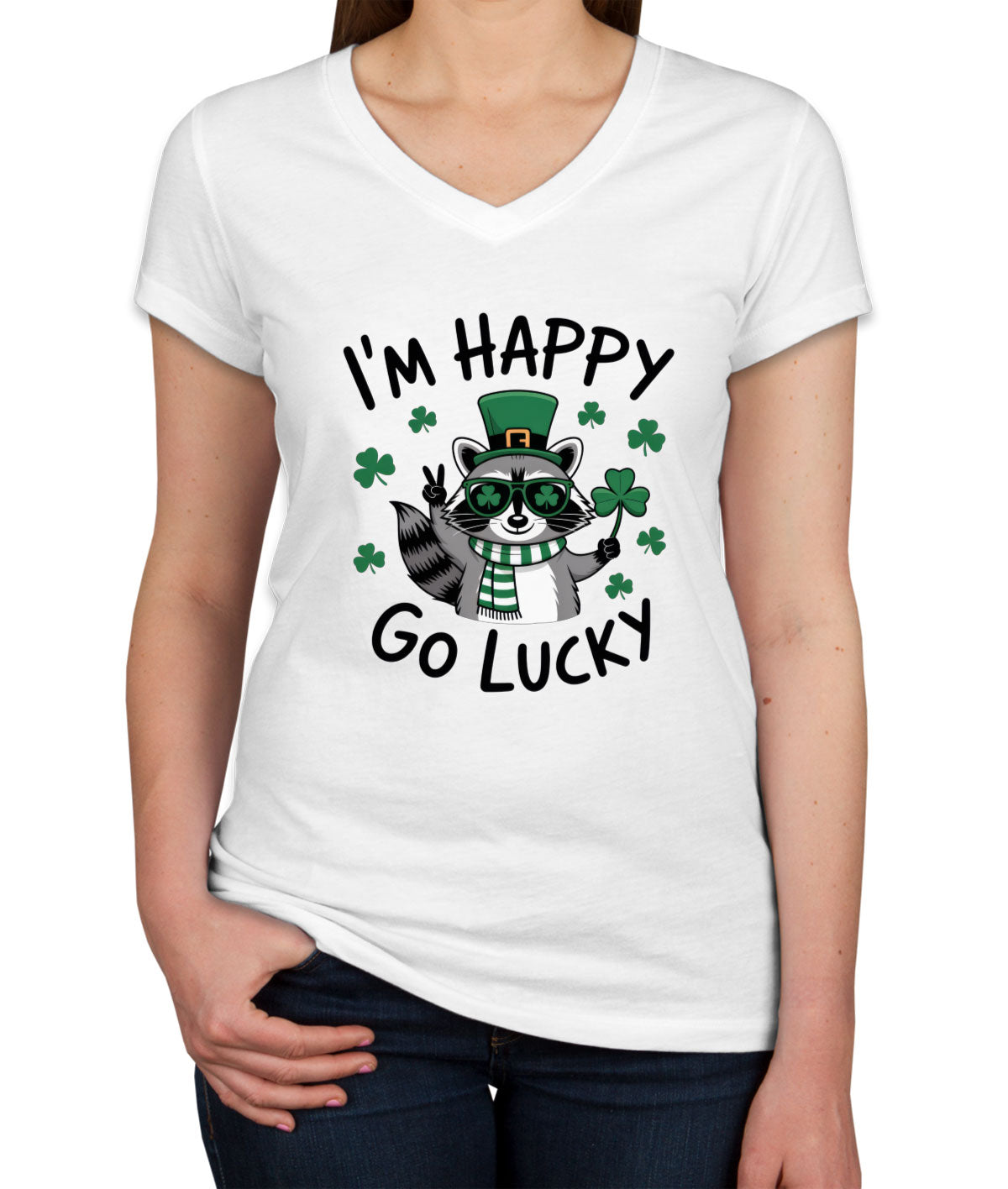 I'm Happy Go Lucky St. Patrick's Day Women's V Neck T-shirt