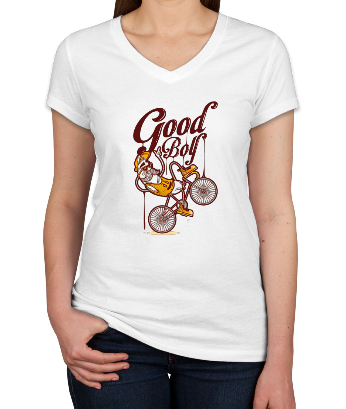 Good Boy Banana Women's V Neck T-shirt