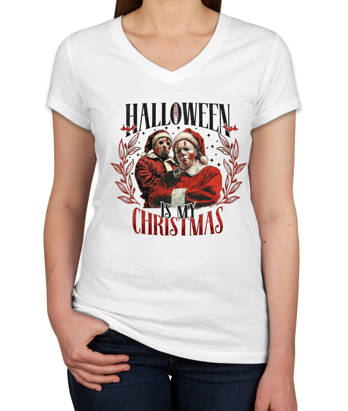 Halloween Is My Christmas Women's V Neck T-shirt