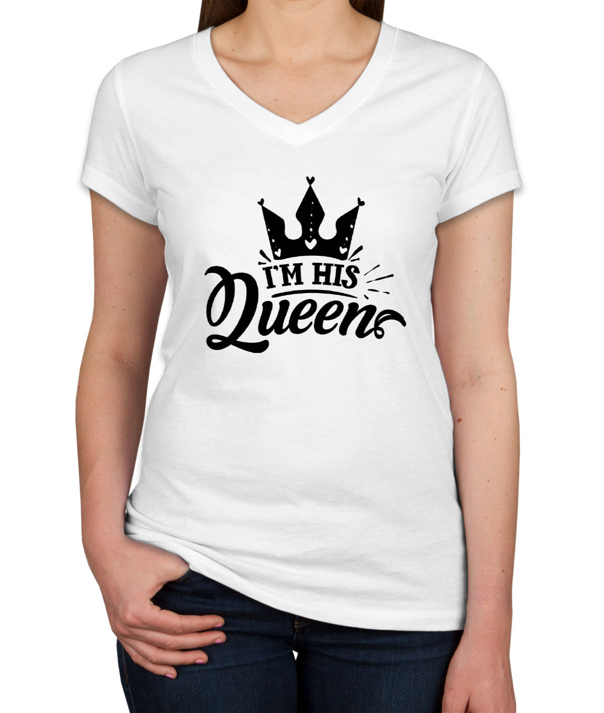 His Queen Valentine's Day Women's V Neck T-shirt