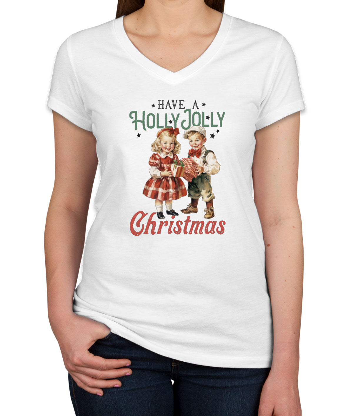 Have A Holly Jolly Christmas Women's V Neck T-shirt