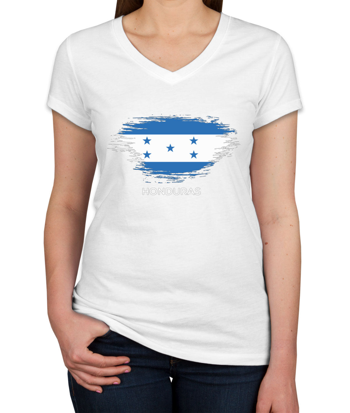 Honduras Flag Women's V Neck T-shirt