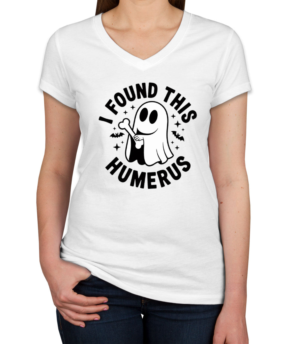 I Found This Humerus Halloween Women's V Neck T-shirt