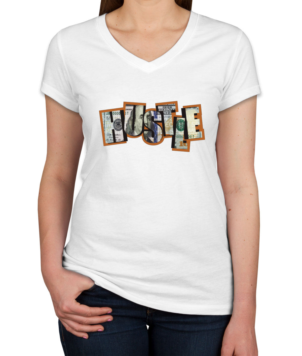 Hustle Money Women's V Neck T-shirt