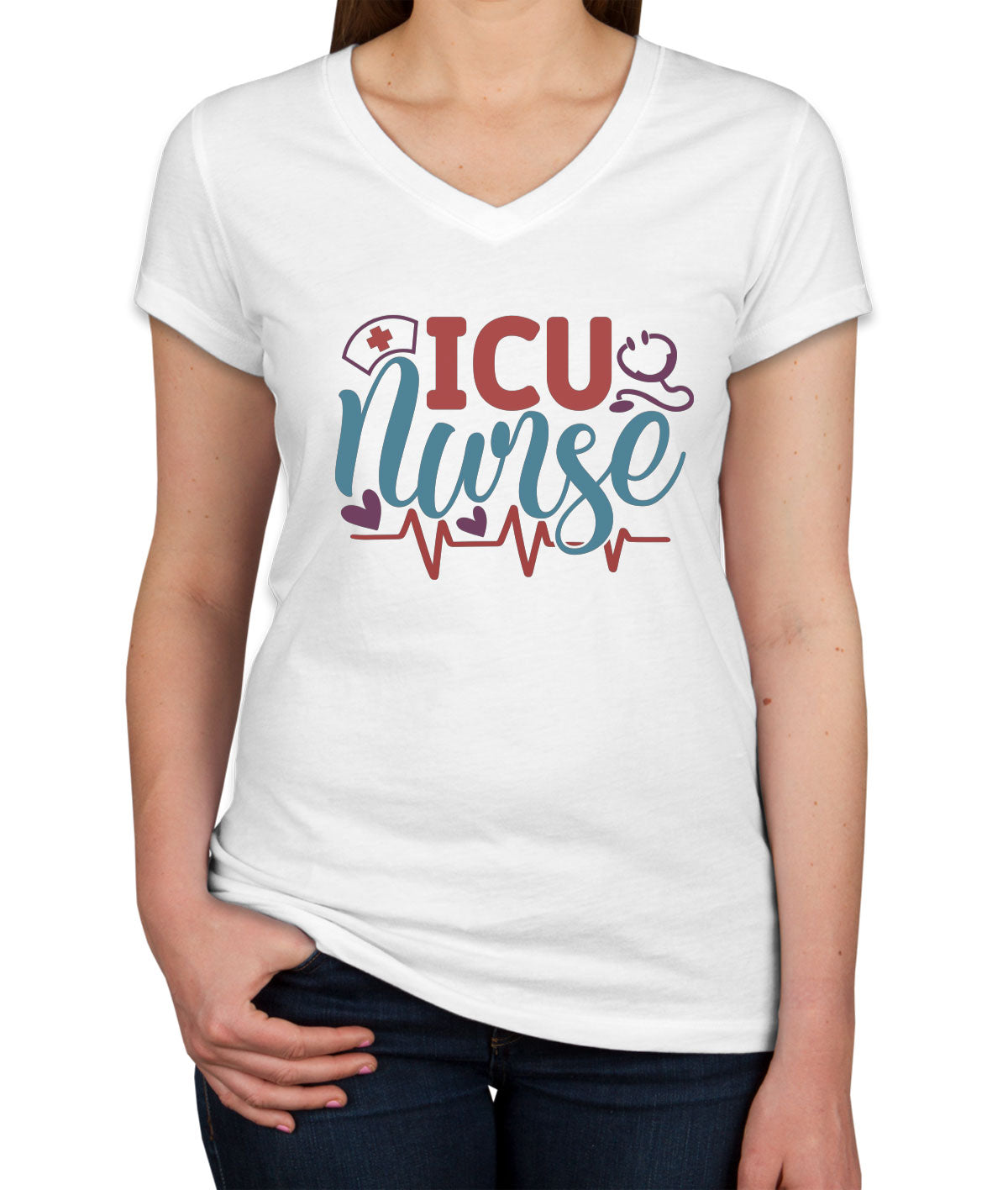 ICU Nurse Women's V Neck T-shirt