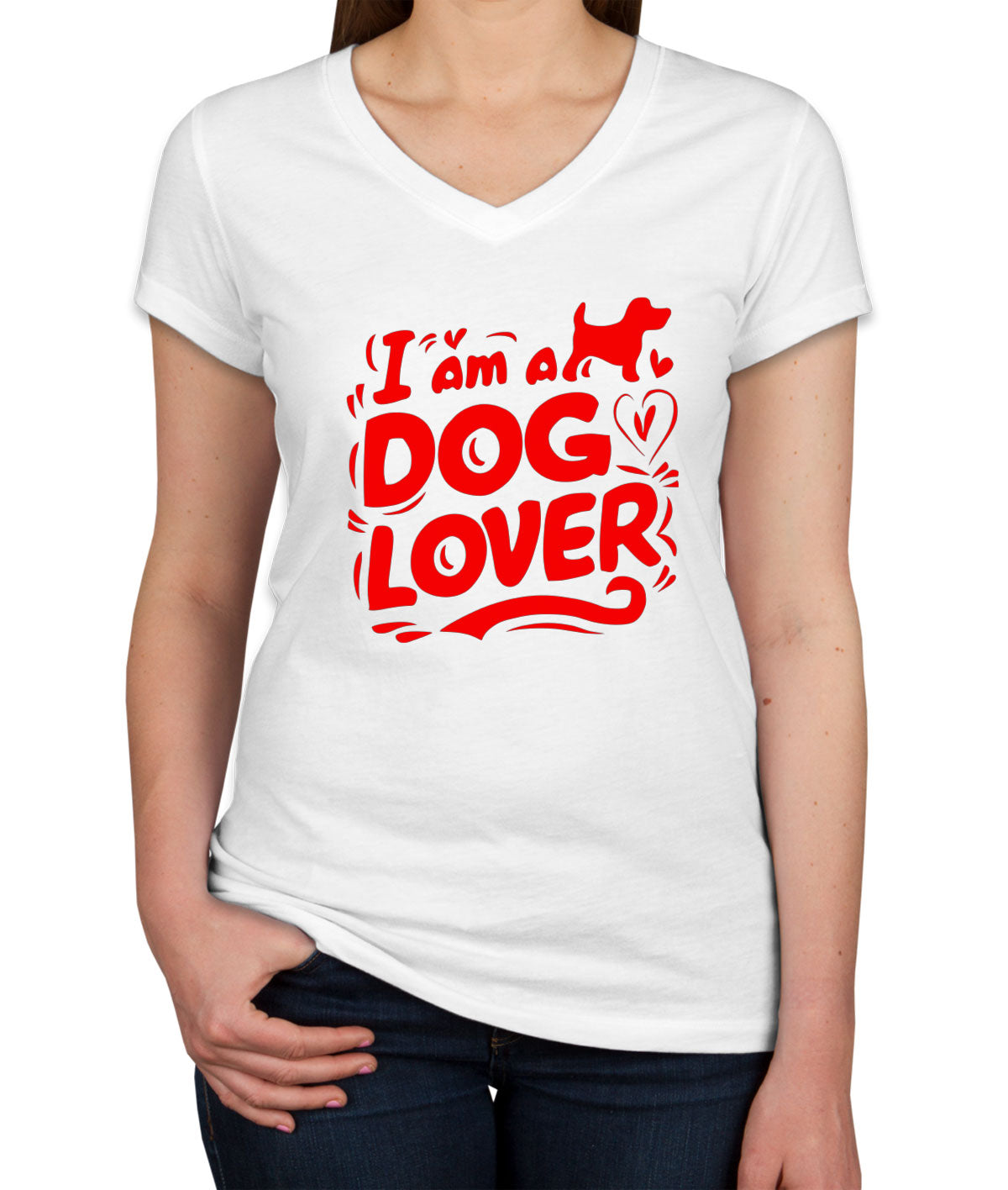 I Am A Dog Lover Women's V Neck T-shirt