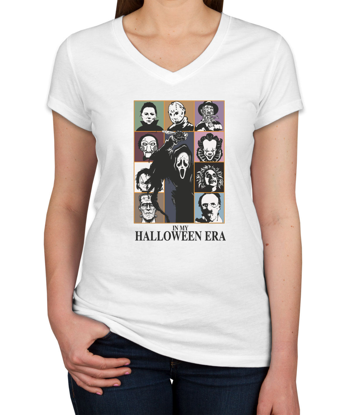 In My Halloween Era Horror Movie Characters Women's V Neck T-shirt