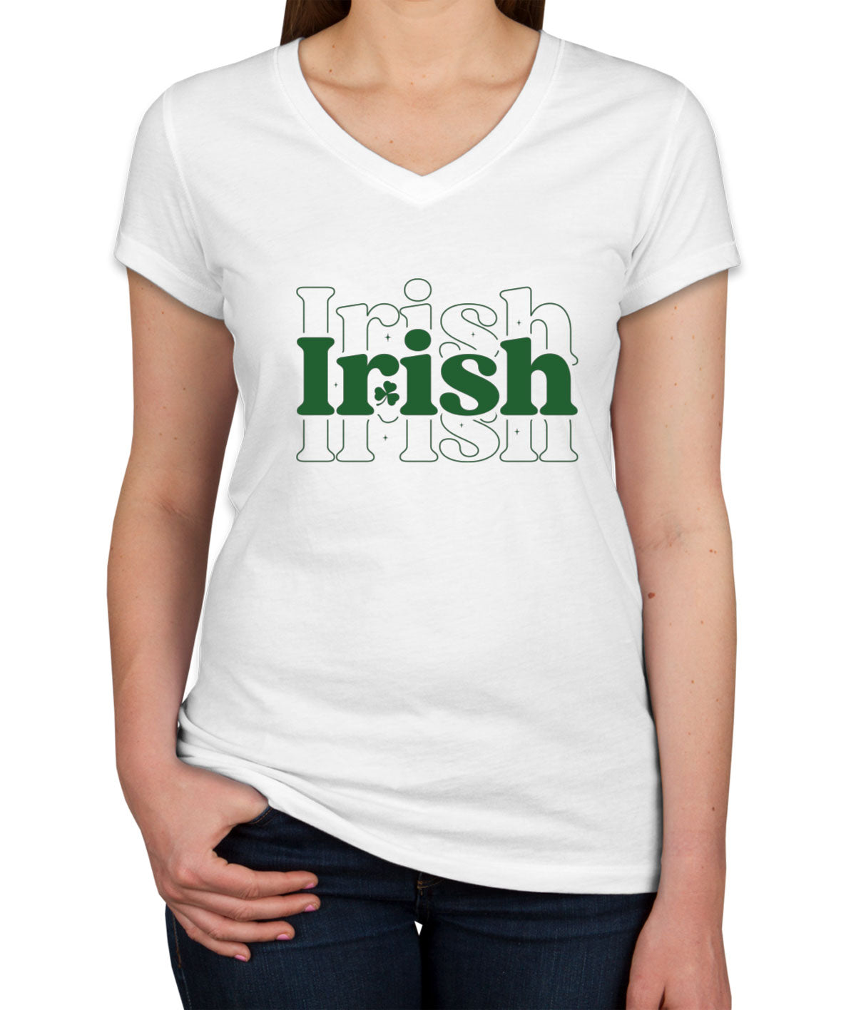 Irish Typography St. Patrick's Day Women's V Neck T-shirt