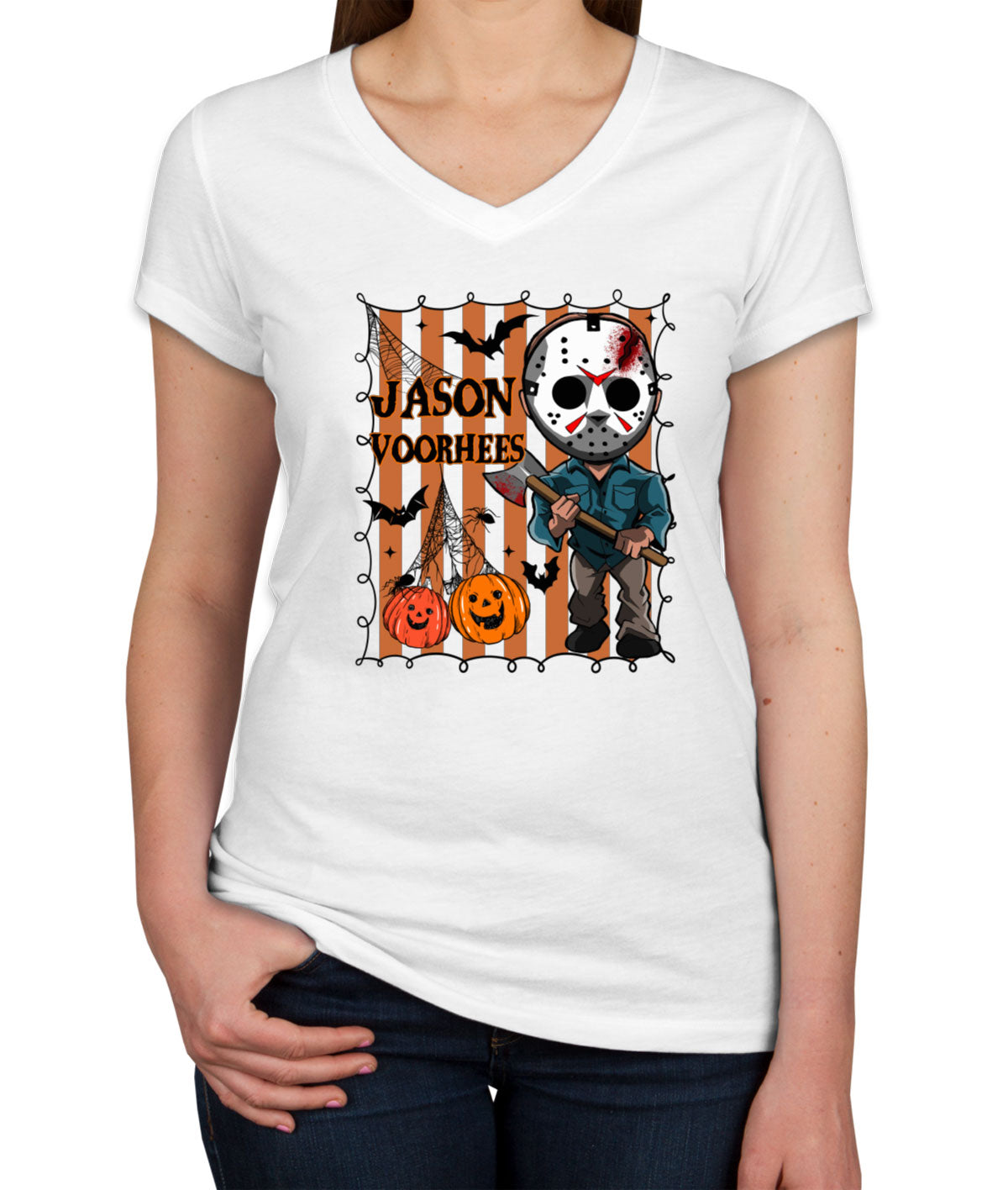 Jason Horror Movie Character Halloween Women's V Neck T-shirt