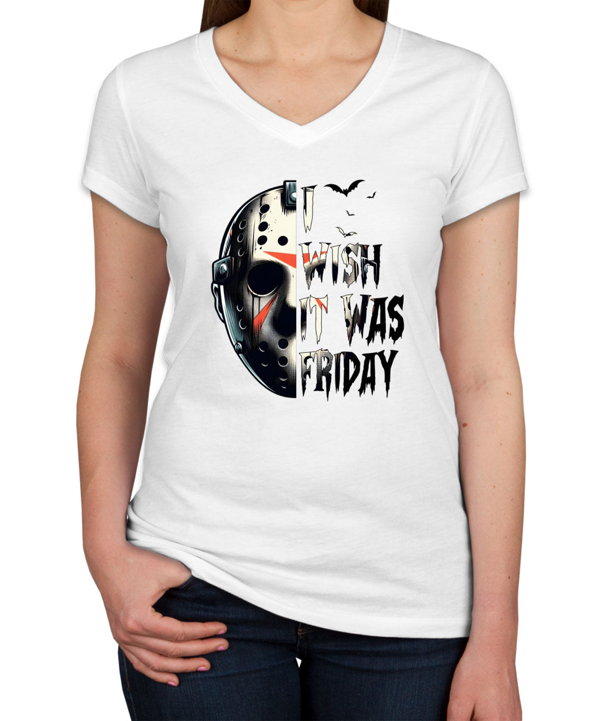 Jason I Wish It Was Friday Halloween Women's V Neck T-shirt