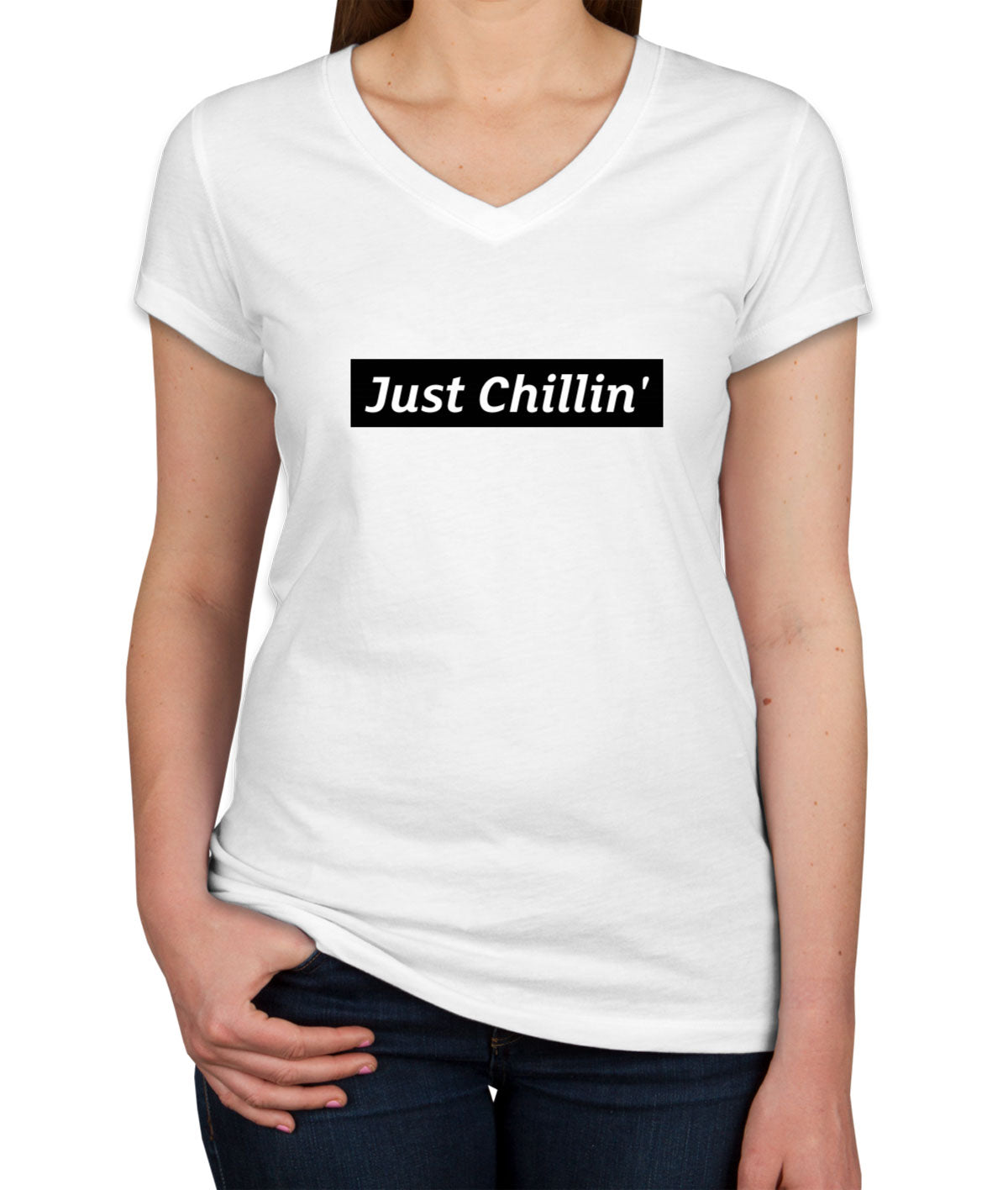 Just Chillin' Women's V Neck T-shirt