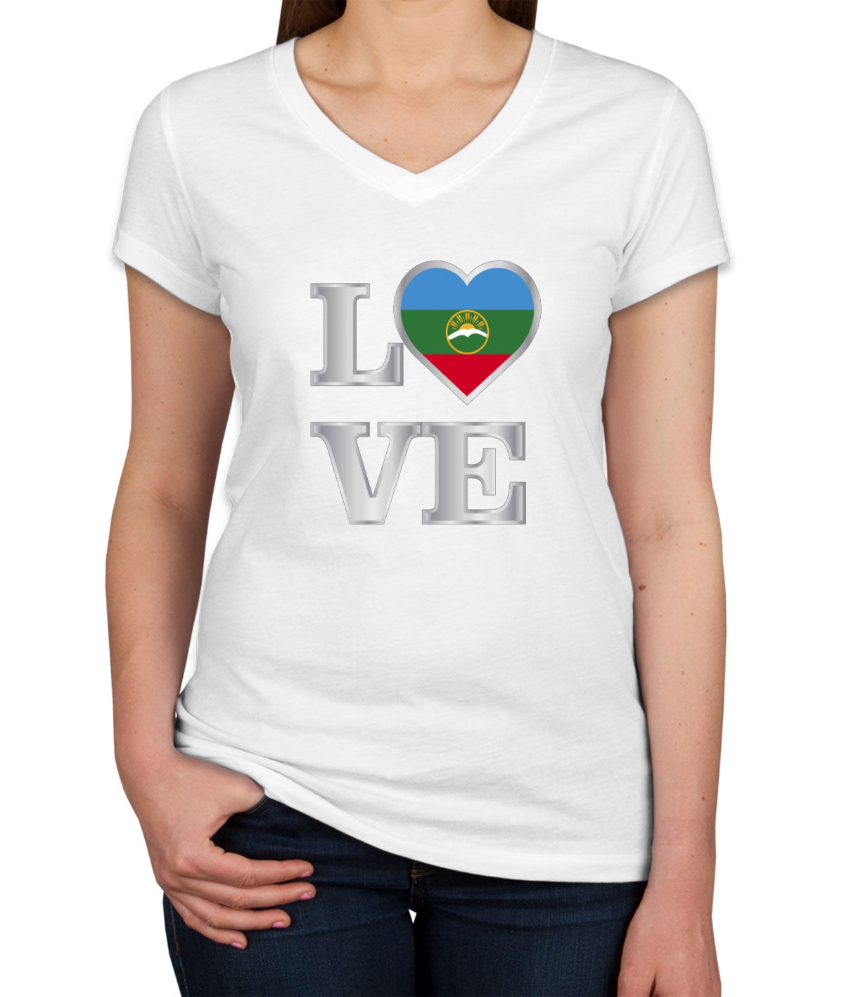 Karachay Love Women's V Neck T-shirt